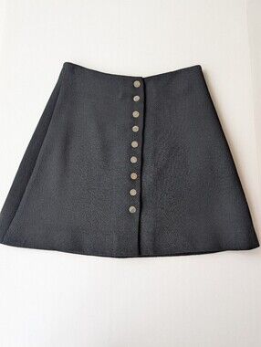 Jill Stuart Black A-Line‎ Skirt with Front Buttons
